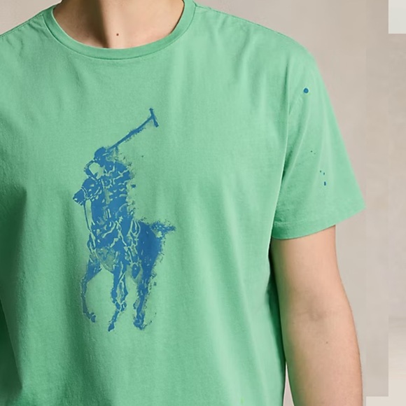 NWT Polo Ralph Lauren Classic Fit Big Pony Jersey T-Shirt with Paint Splatter - Picture 9 of 12